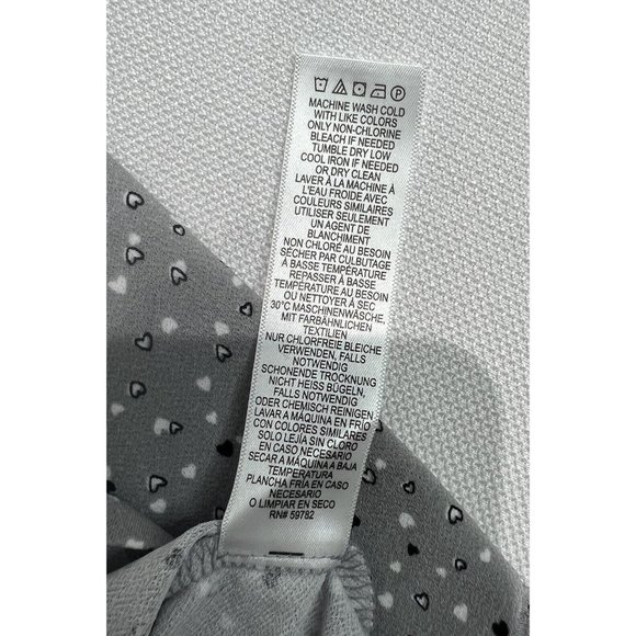 Adrianna Papell Top Size 2X Gray Hearts Stretchy 3/4 Pleated Sleeve Round Neck - Picture 10 of 14